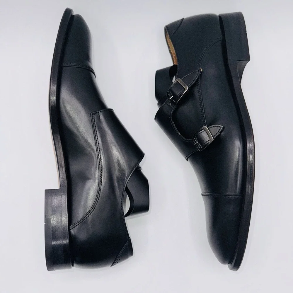 Antonio Maurizi Double‎ Monk Strap Oxfords Men's Size 9 EU 42 Black Leather